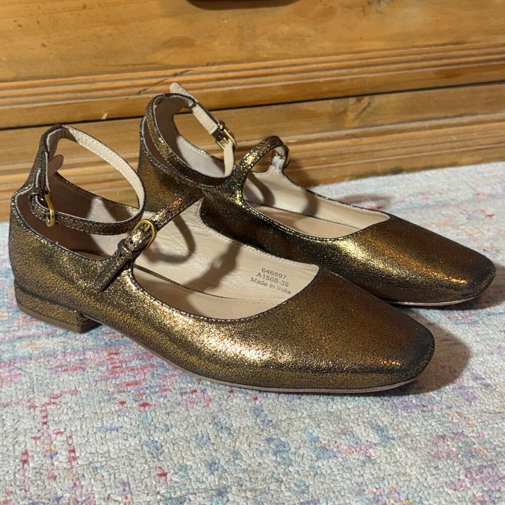 Boden Iris Snaffle Double-strap Mary Jane Shoes Ballet Flat Metallic Gold 38